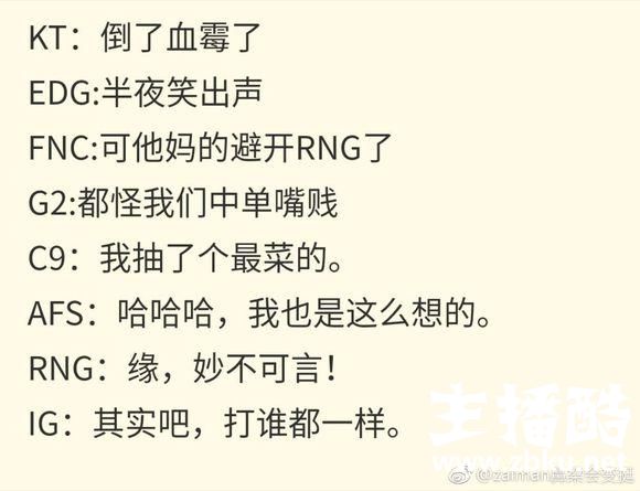 当RNG抽中G2时，G2选手瞬间自闭，锅老师这个表情太真实了